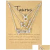 Pendant Necklaces 3Pcs Zodiac 12 Constellation Necklace Astrology Horoscope Old English Sign Choker Jewelry With Mes Card For Women Dhztw