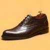Scarpe da uomo di marca Oxford in vera pelle nero marrone con lacci a punta abito da sposa ufficio affari scarpe formali