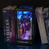 Diy Book Nook Cyberpunk Future World Handmade Doll House Toys Rgb Lighting 3D Puzzle Mini Building Set Gift Home Decoration 240105