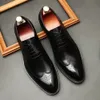 Wysokiej jakości koronkowy garnitur Brogue Wedding Formal Mens Italian Style Brązowy czarny, prawdziwy skórzana sukienka Oxford Buty