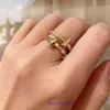 Tifannissm Hoge kwaliteit designerringen te koop Diamantvrije ring Dames 18k roségoud Puur zilver Kleine en luxe gelaagde T-letter Effen kleur met originele doos