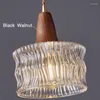 Pendant Lamps Walnut Glass Lights Modern Water Ripples Chandelier For Dining Room Bedroom Nordic Bedside Hanging Lamp Indoor Hanglamp