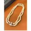 Fashion Vivienne jewelry Empress Dowager Saturn Full Diamond Necklace Elegant and Elegant Double layered Pearl Collar Chain Versatile Neckchain