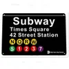 Metal Tin Sign Vintage Plaque New York Subway Times Square Metal Garage Metal Plate Wall Decor for Bar Pub Club Decoration Q07233024