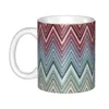 Tasse en céramique de conception continue en Zigzag, tasses à café de Camouflage géométrique personnalisées, cadeau créatif, DIY, 240104