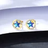 Nuovi orecchini alla moda S925 Argento Micro Set Zircone Stella blu Orecchini a lobo Donne coreane Orecchini moda Festa di nozze Casual Gioielli versatili Regali SPC