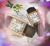 Rose Gold Square Quartz Watch Fashion Lovers Män Kvinnor tittar på Silver Tan armbandsur för herrarna Ladies Valentine Gift Dropshipping Luxury Leather Business