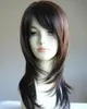 Caps WIG Free Shipping >Sandy Long Layered Dark Brown Highlight Salon Wigs