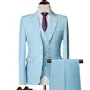 Groom Male Wedding Suit Green Slim Fit Tuxedo Mensフォーマルビジネスワークウェアスーツ3PCSセットJacketPantsvest 240104