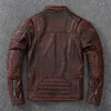 Vintage motorjassen Men Lederen jas 100% Echte koeienhuidleren jas mannelijke motorkleding herfst Aziatische maat S-4XL M696 240104