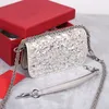 Kristallen diamanten designertas Crossbodytas Designerportemonnee Geborduurde kraalstukken Schoudertas met klep Topspiegelkwaliteit Echt leer Mobiele telefoonzak Portemonnee