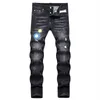 Designer jeans för män dsquareds jeans märke mode svarta byxor high street hip-hop raka ben denim byxor rippa broderi elastiska smala passform jean män joggar