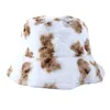 Berets Simples Confortável Temperamento Urso Impressão Único Retro Cordeiro Lã Pescador Chapéu Mulheres Balde Estilo Coreano Design de Moda