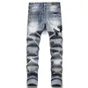 High Street Stretch Haft haft męskie dżinsy Rapowane dżinsy streetwearu Punk Style Style Pants dla mężczyzny Slim Fashion Matki Męskie dżinsy 240104