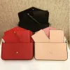 M61276 Bag łańcucha Felicie Luksusowa torebka Pochette Kobiety Torebka Crossbody 3 szt. Torby komunikacyjne Ulubione torebki Kwiaty Kwiaty na ramiona skóra z pudełkiem