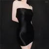 Casual Dresses Summer Women Sexy Bodycon Dress Sleeveless Tight Pencil Shiny Glossy Sheer Micro Mini Clubwear White Black