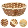 Ensembles de vaisselle Panier de rangement en dentelle 12 pièces Petit bambou tissé Dessert à la maison Snack Pain Panier à fruits ménagers