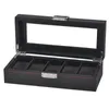 Rings 5/6/10/12 Slots New Classic Carbon Fibre Watch Box Leather Black Watch Display Box with Lock Men or Women Watches Organizer