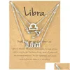 Pendentif Colliers 3pcs Zodiac 12 Constellation Collier Astrologie Horoscope Ancien signe anglais Bijoux ras du cou avec carte Mes pour femmes Dhztw