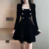 Français Hepbuurn petite robe en velours parfumée femme automne/hiver petite robe noire réglage léger luxe incroyable jupe vêtements de marque