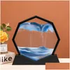 Stickers muraux 3D Quicksand Décor Peinture Verre rond Sable mobile Image Art en mouvement Affichage Cadre fluide Bureau Salon Dro Dhqns