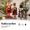 Frohe Weihnachten Dekoration 38 cm Nussknacker Puppe Solider Umhang König Holzpuppe Walnuss Handwerk Figur Home Office Dekor 240105