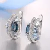 Hoop Earrings Fashion Women's S925 Silver With Sparkling Cubic Zirconia Fancy Female Ear Accessories Good Quality Jewelry Gift