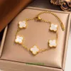 Van Classic leaf clover designer bracelet and Korean Four Leaf Lucky Grass Bracelet Plated with 18K Gold Five Flowers Simple Persona With Box