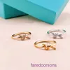 Tifannissm Ring heart Rings jewelry pendants High version V Gold t Home Twist with 18k Rose Diamond Knot Wrapped Rope Couple for Women Have Original Box