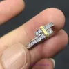 Tifannissm högkvalitativa designer ringar till salu ny high end design med färgseparation full diamant dubbel ring v guld internet firar har originallåda