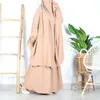 Ethnische Kleidung Abayas für Frauen 2-teiliges Set Muslimisches Gebetsgewand Abaya Langes Khimar Hijab mit Kleid Ramadan Eid Islamische Kleidung Niqab