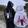 Y2K Gothic Mannen Zip Casual Hoodies Spider Lange Mouw Jas Losse Eng Sweatshirt Poncho Vrouwen Jas Tops Trui Herfst Winter 240104