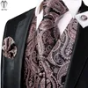 Vests Designer Jacquard Silk Mens Vest Tie Set Sleeveless Dress Suit Western Midjejackan Jacka Slyckig Pocket Square Cufflinks Hitie