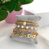 Strand Herlook Maillard Jewellery Stack Armband för kvinnor verklig naturlig pärla heishi guld färgkedja armband gåva