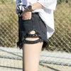 2024 side studded denim shorts Loose ripped high-waisted jeans Wide-legged thin frayed hot pants women