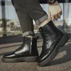 Autumn Winter Thick Base Cloth MidTop Boots Men British Trend HighTop Korean Casual Shoes Motorcycle for 240105