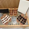 womans sandals fashion Slippers Rubber brown gladiator office Leather Mules Sliders Casual Designer shoes Flat heel Flip flop black Summer beach pool slide With box