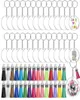 120PCSET Akryl Clear Circle Blanks Keychain Tassels Set Acrylic Circle Keyring Tassels Jump Rings for smycken DIY Keychains 2108965856