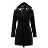 Fashion Woolen Coat Women Warme Fleece Jacket med bälten Double Breasted Solid Casual Winter Vintage Slim Ladies 240105