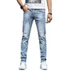 2023 primavera e outono clássico moda masculina tendência azul elástico jeans casual conforto de alta qualidade calças pé pequeno 36 240104