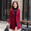 Automne hiver grande taille veste femmes Double boutonnage couleur unie manteau coréen mince femme laine 240105