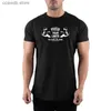 メンズTシャツジムTシャツメン半袖コットンTシャツカジュアルスリムフィットTシャツ男性フィットネスボディービルトレーニングTシャツ夏服T240105