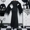 Casual Dresses Gothic Halloween Dress Women's Sheath Witch Vintage Batwing Sleeve V Neck Long Mermaid Formal Gown Evening
