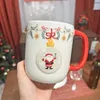 Tazas Navidad Muñeco de nieve Taza de cerámica pintada a mano Taza de agua de gran capacidad Desayuno Amantes de la leche Regalo Encantador