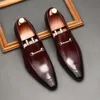 Classic Mensbreathable Loafers Genuine Cow Leather Dress Black Handmade Slip On Italian Style Office Formal Shoes Y