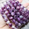 AKAC – 2 bracelets de pierres précieuses en vrac, environ 8 à 10mm, mélange naturel rare de lépidolite violette, perles de jardin Monet