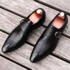 Sapatos de vestido de pele real dos homens elegante preto crocodilo barriga couro calçados de casamento senhores ternos sapato casual y