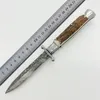 9 Inch Italiaanse Stijl Stiletto Maffia Enkelwerkende Automatisch Zakmes Damascus Gewei Handvat Jacht Zelfverdediging Survival Auto Tactische Messen UT88 UT85 3400