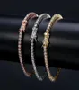 Hiphop -armband utsökta 18k guldpläterade armband smycken lyxmode 3mm bling zirkon asfalterade tennisarmband hela LBR9024476