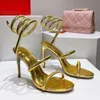 Rene Caovilla Womens High High Cheels Margot Jewel Sandals Leather Snake Snake Twining Sandal Party Shoes with Box 508